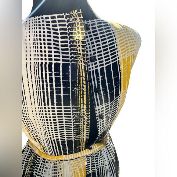 Banana Republic Size 0 yellow and black womens a line dress - Picture 2 of 9